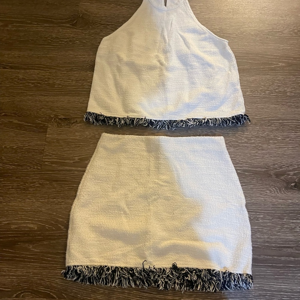 Zara White and Black Mini Dress